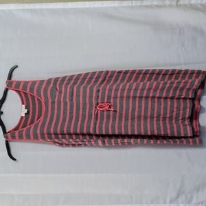 Olive & Oak Sleeveless Dress, Gray and Coral Stripe Size XL